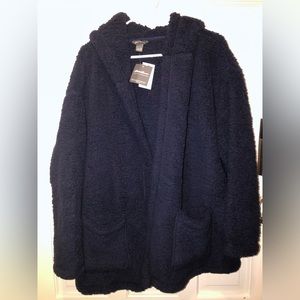 Plus Size Eddie Bauer Plush Hooded Cardigan 1X NEW